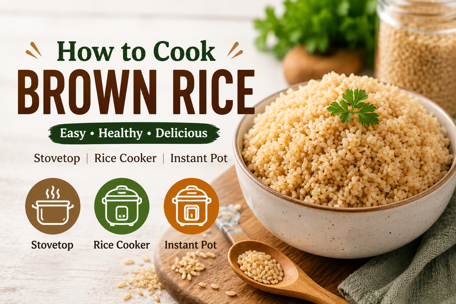 How to Cook Brown Rice: Easy Stovetop, Rice Cooker & Instant Pot Methods