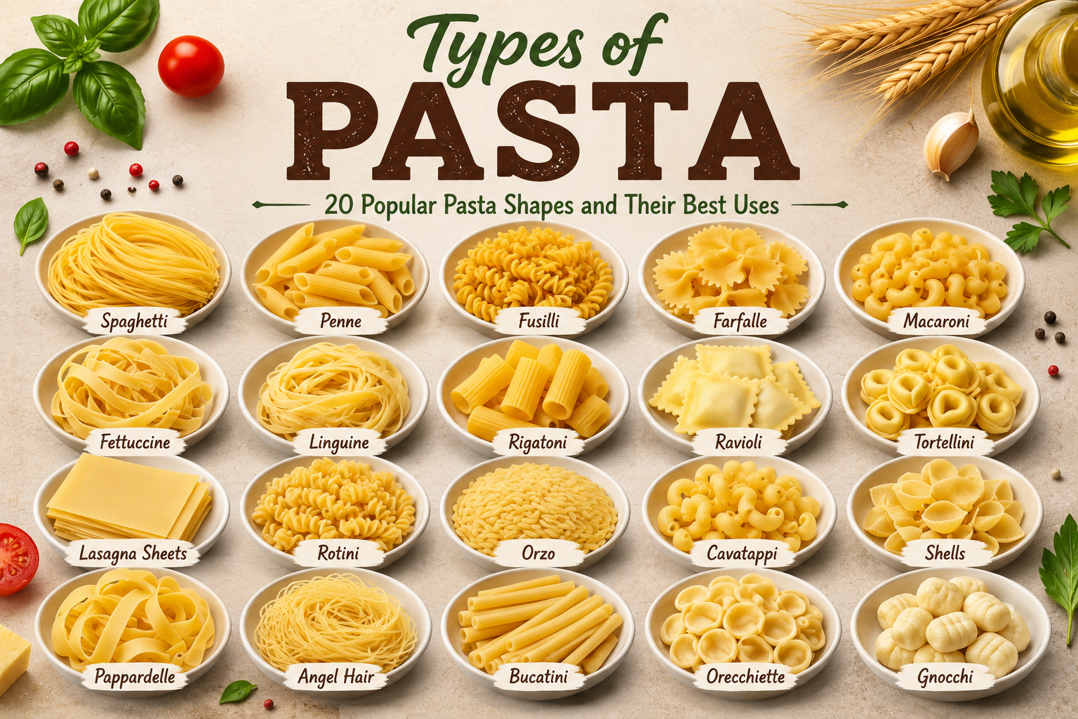 Types of Pasta: 20 Popular Pasta Shapes and Their Best Uses