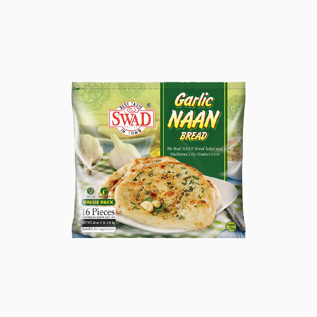 Swad Garlic Naan  16 pcs (1.36kg  48Oz)