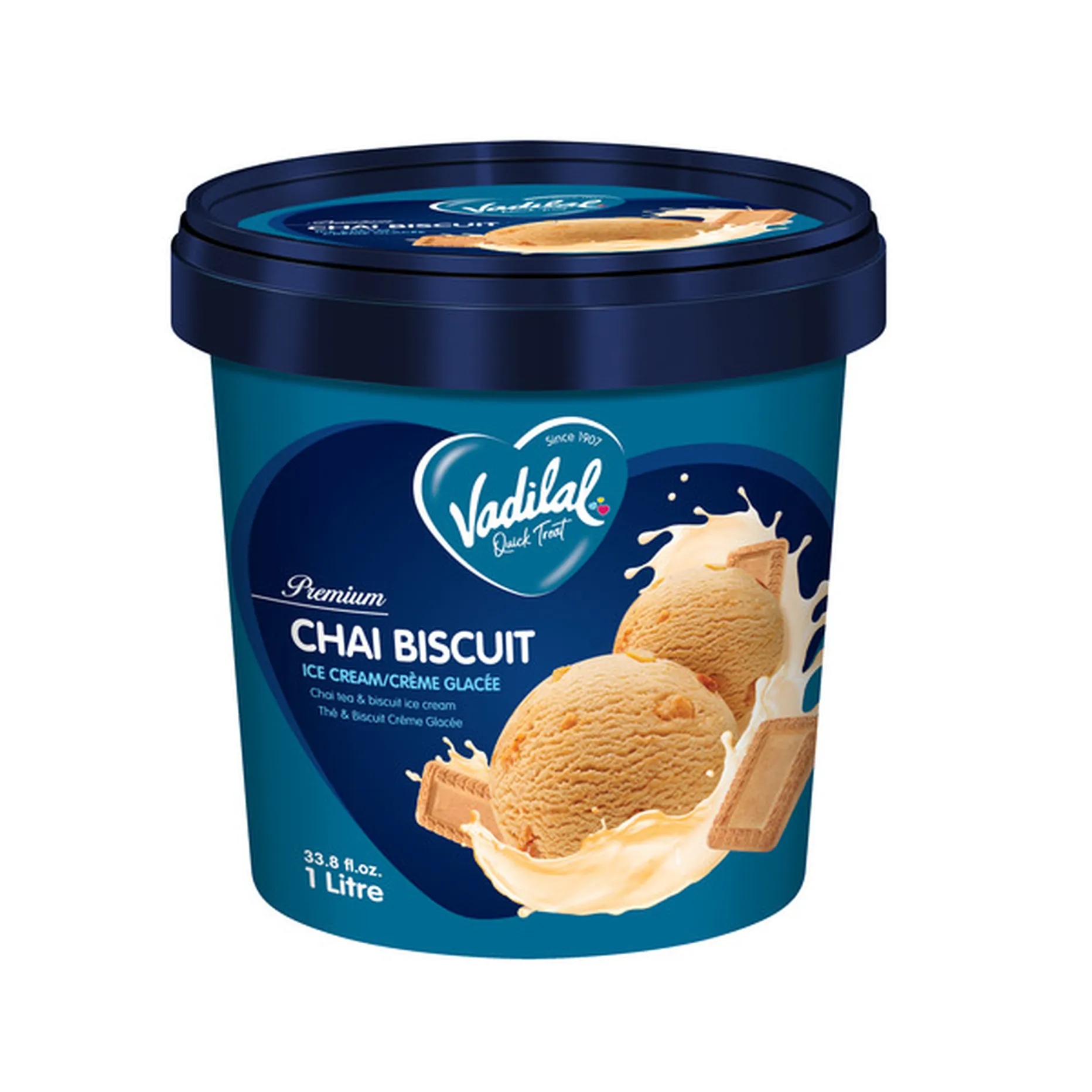 Vadilal Chai Biscuit Ice Cream (1 Litre  33.8 fl oz)