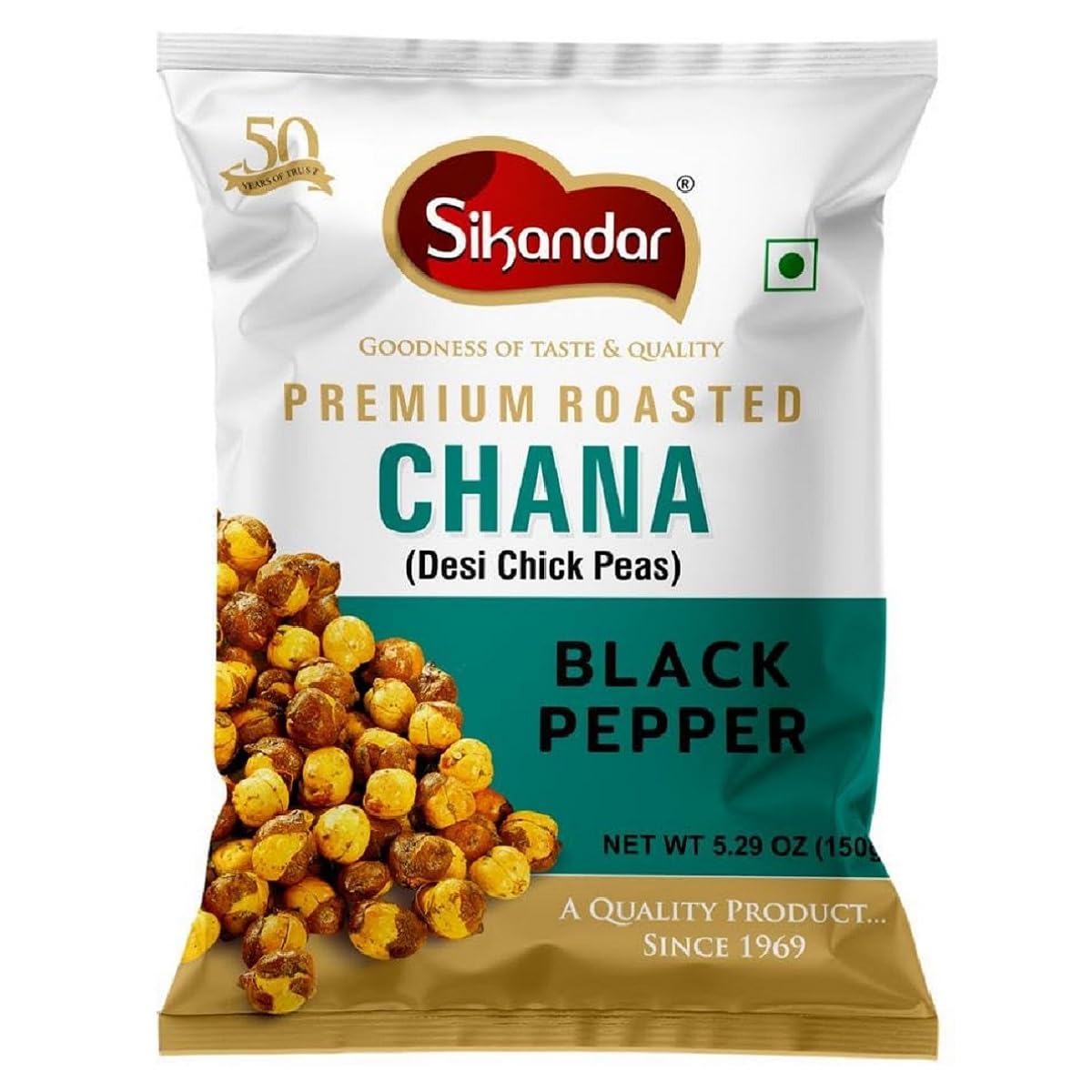 Sikandar Premium Roasted Black Pepper Chana (150g 5.2oz)