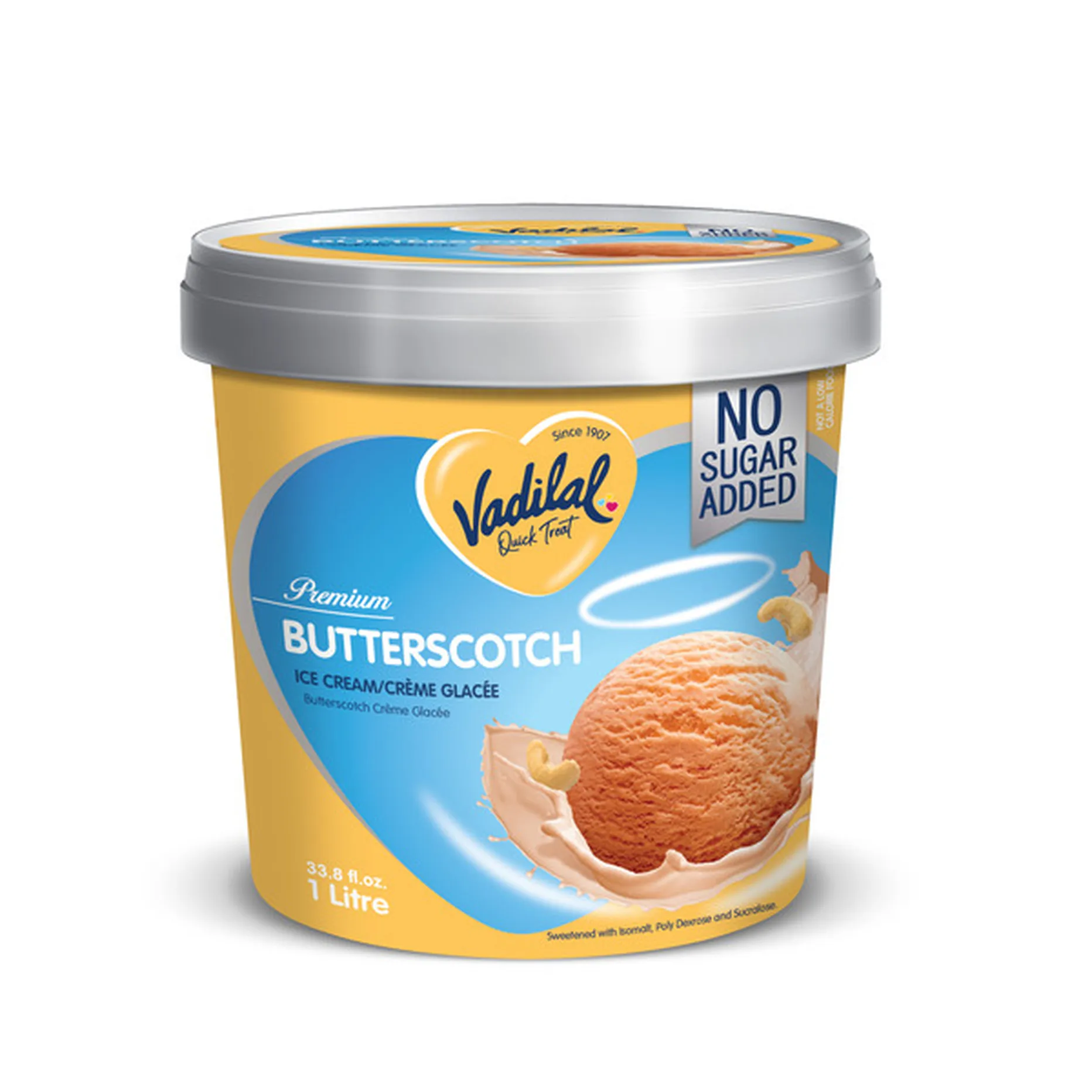 Vadilal Butterscotch Ice Cream (No Sugar Added) (1ltr  33.8Oz)