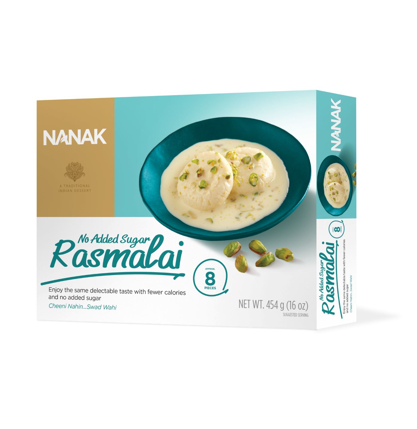 Nanak Rasmalai 8 Pcs (No Sugar Added) (454gm  16 Oz)