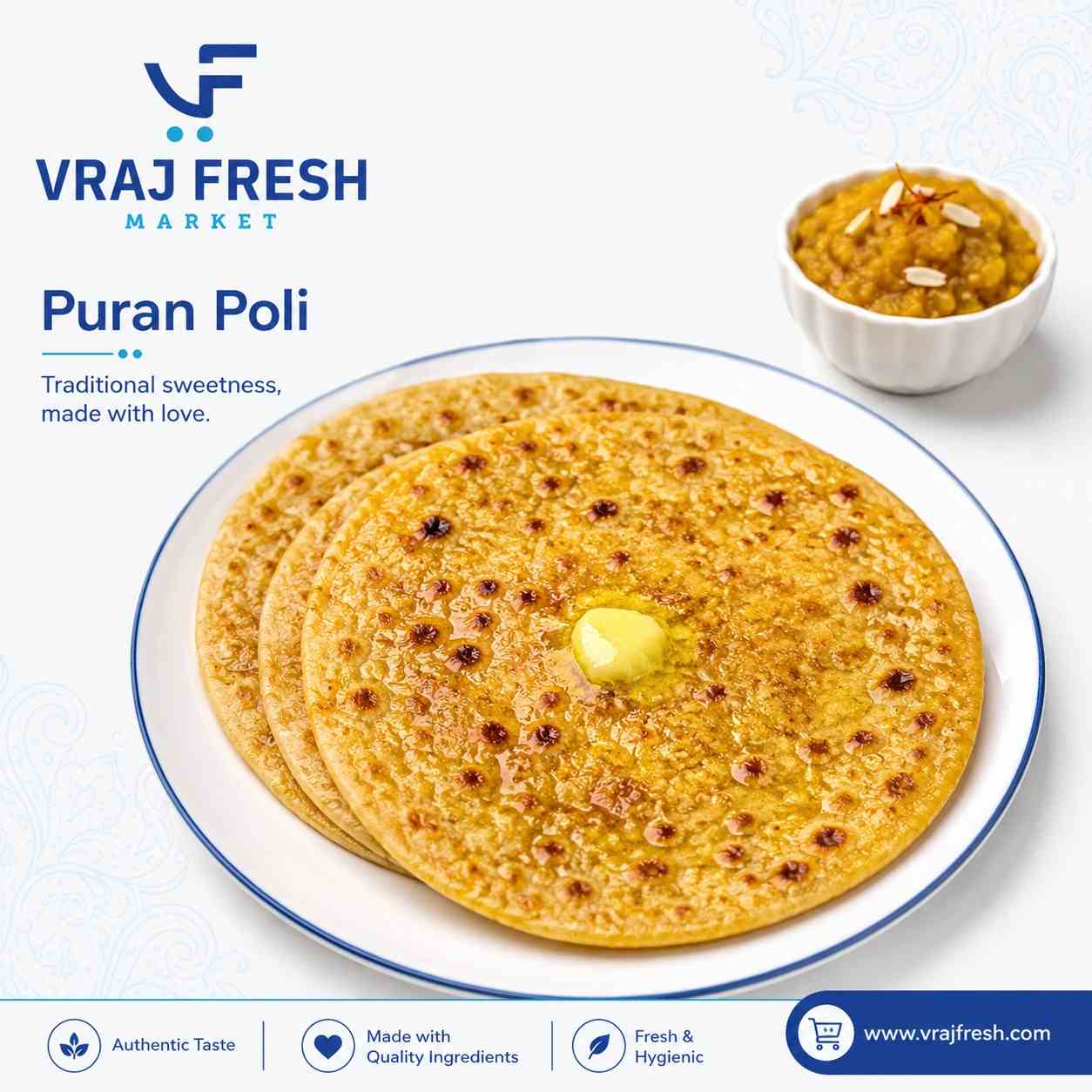 Fresh Puran Poli 3pcs (340g 12oz)