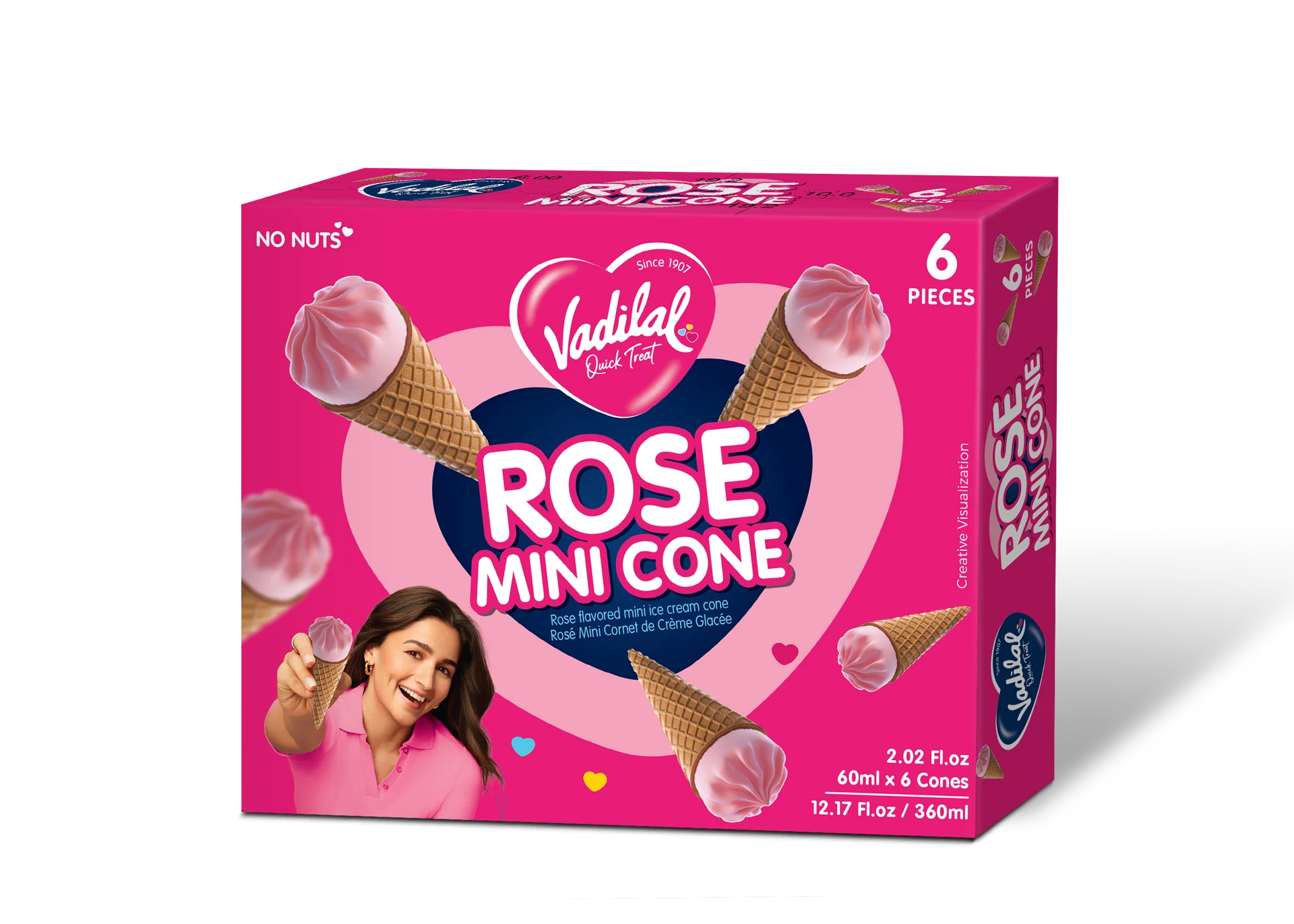 Vadilal Rose Mini Cone 6pcs (360ml 12fl oz)
