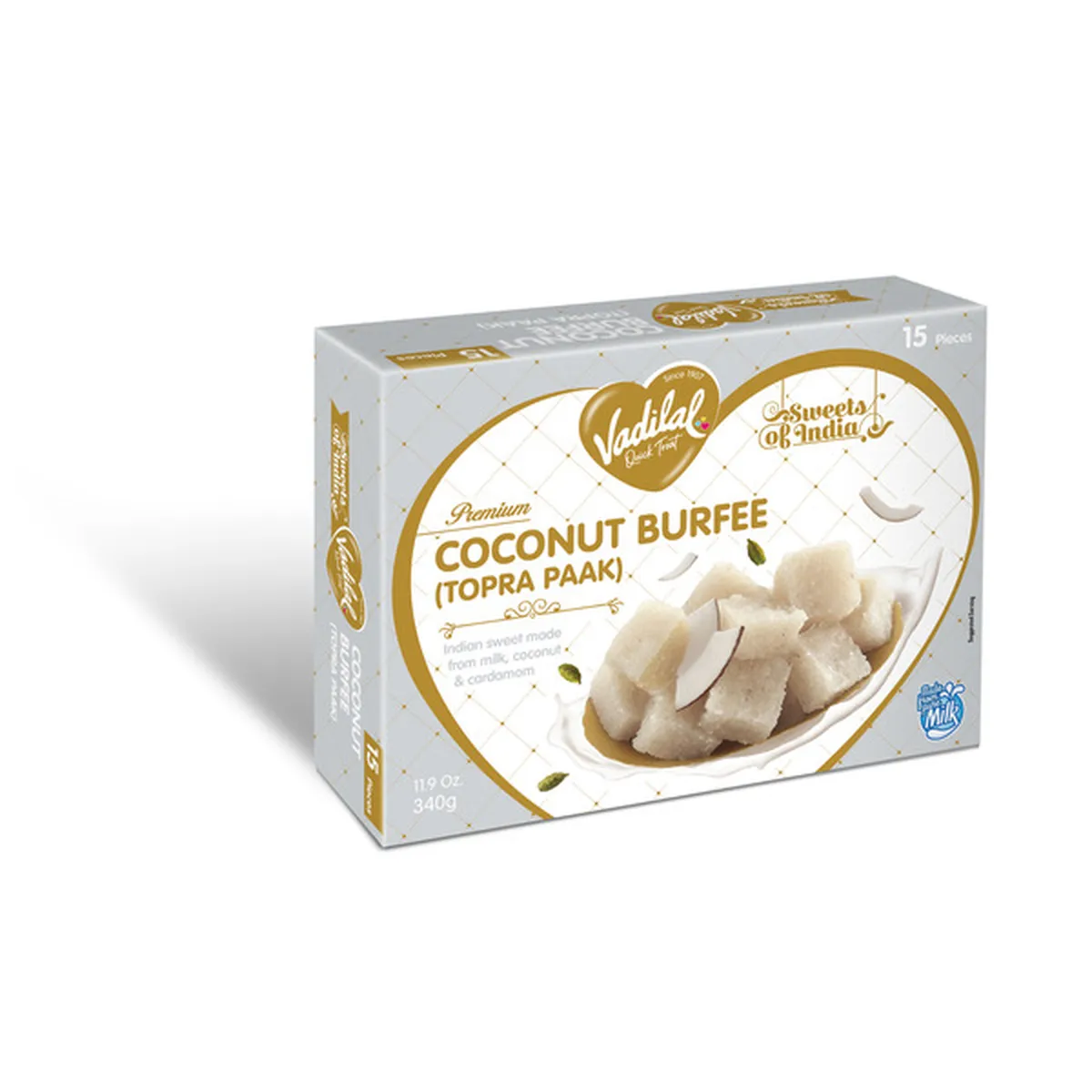 Vadilal Coconut Burfee (Topra Pak)  15 Pcs (340g  11.9Oz)