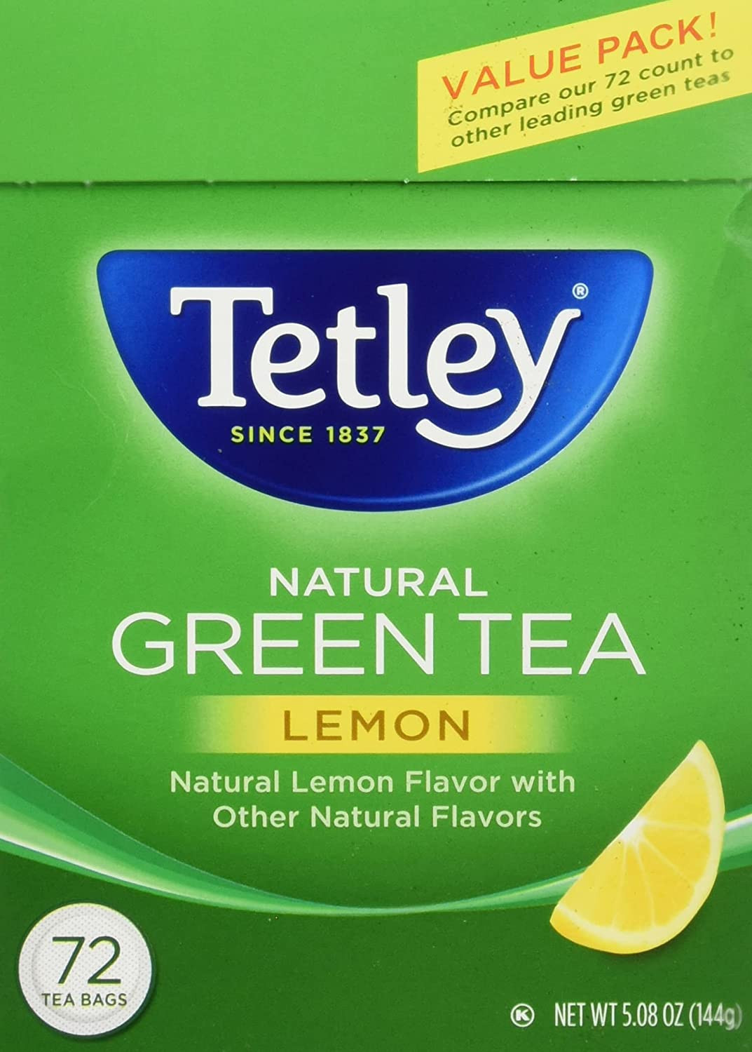 Tetley Lemon Green Tea  72 Bags (144g  5.08Oz)