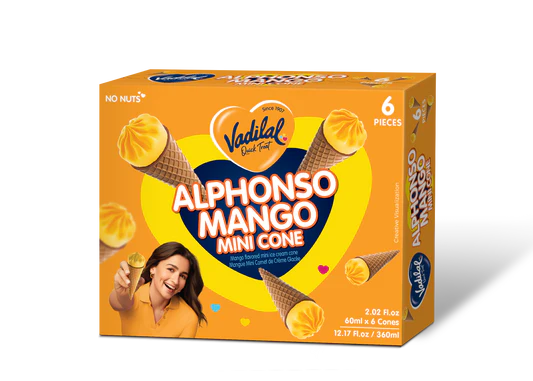Vadilal Alphonso Mango Mini Cone 6pcs (360ml 12fl oz)