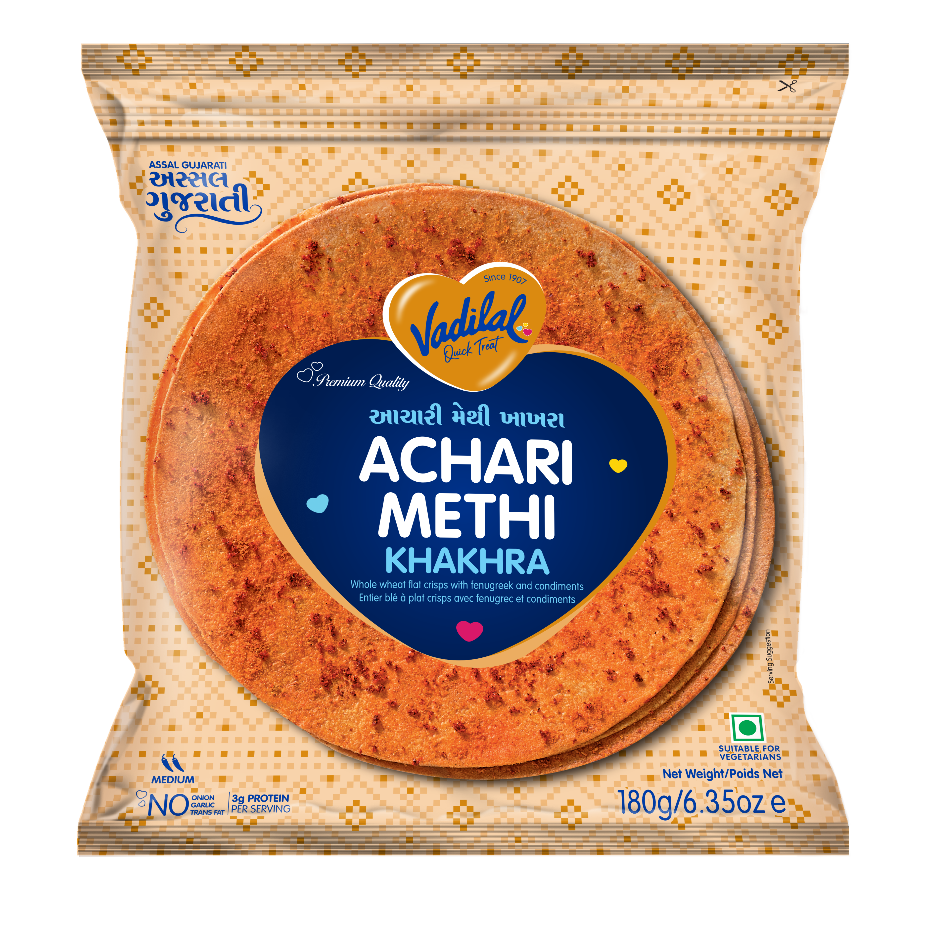 Vadilal Achari Methi Khakhra (180g 6.3oz)