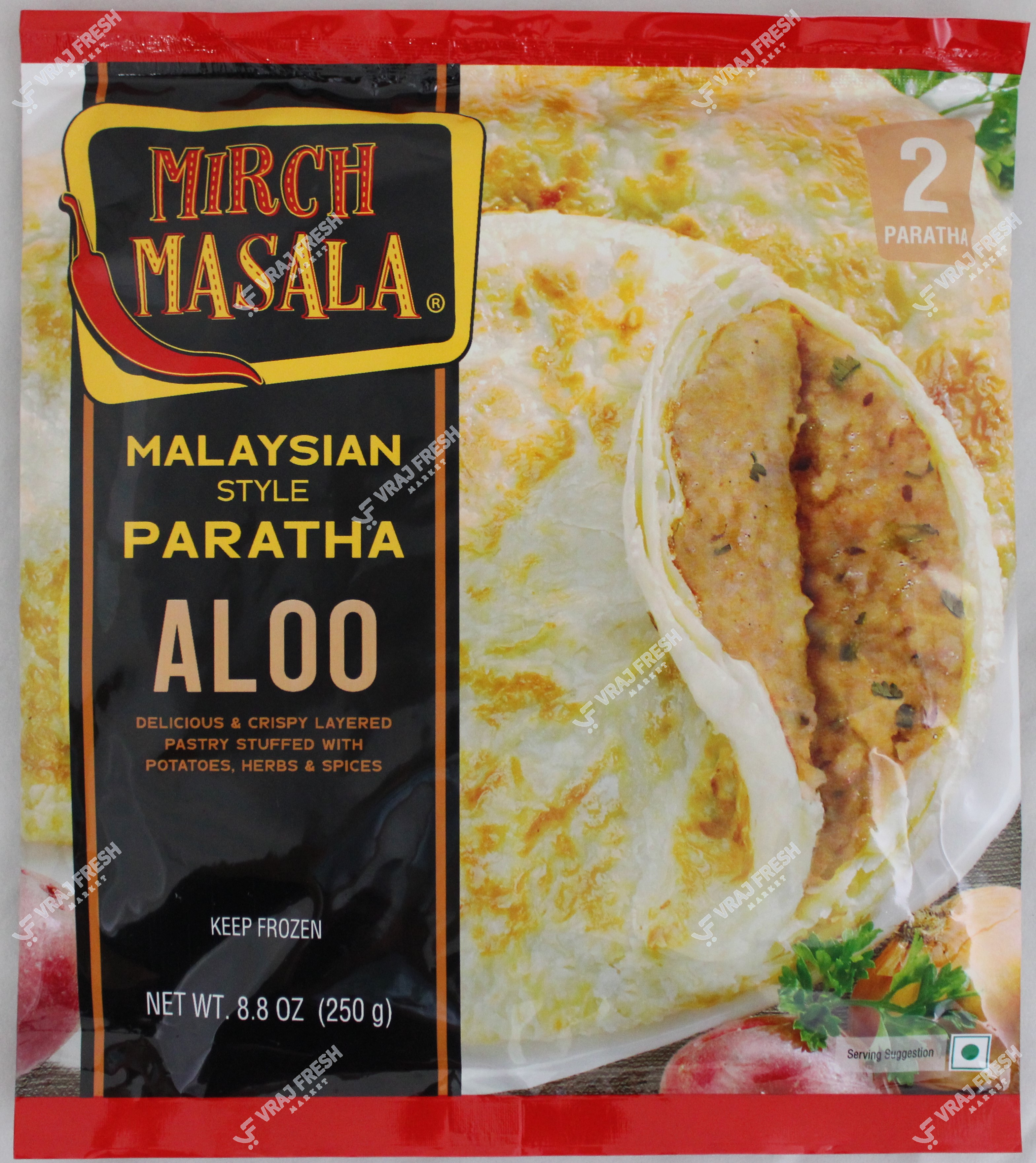 Mirch Masala Malaysian Aloo Paratha  2 Pcs (250g  8.8Oz)