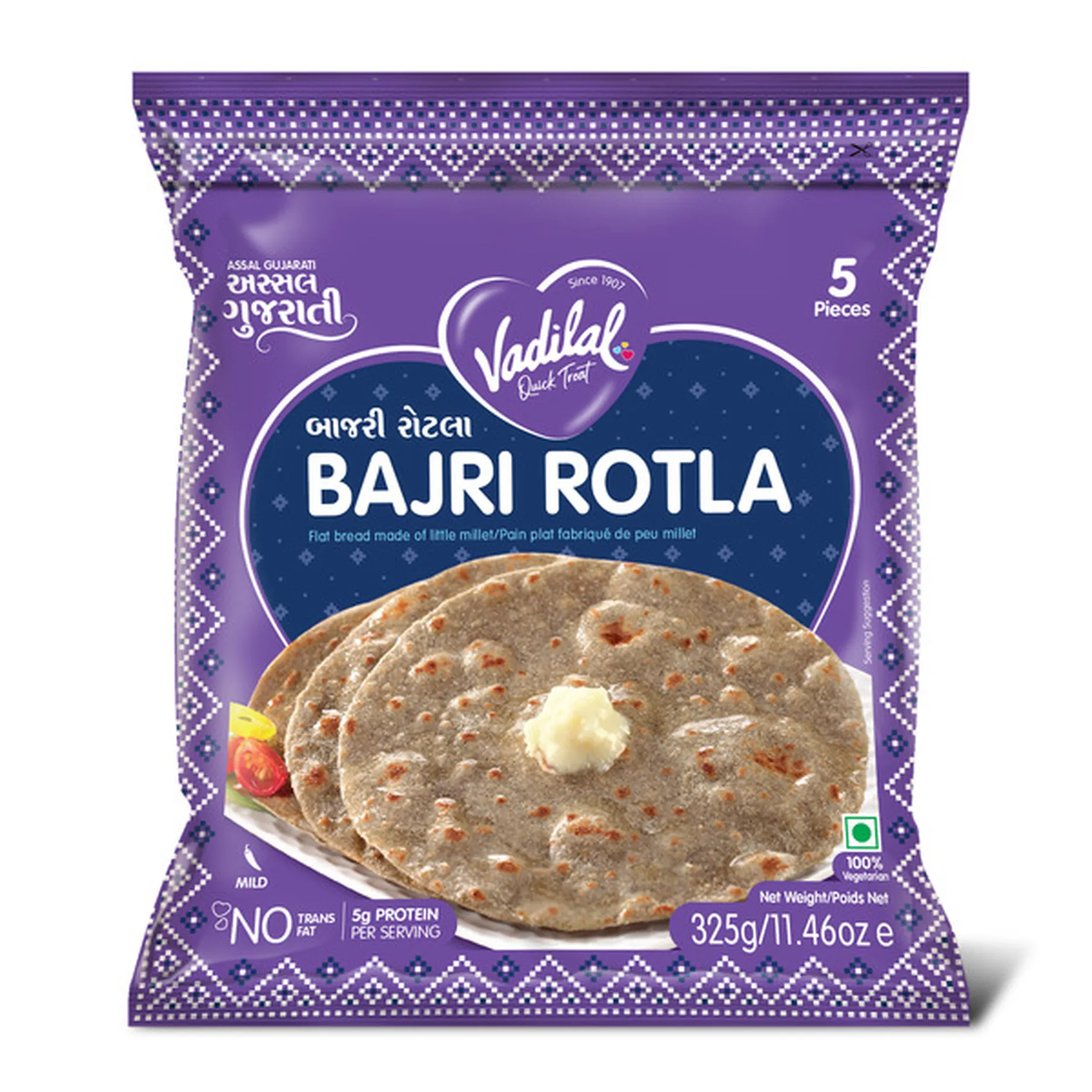Vadilal Bajri Rotla  5 Pcs (325g  11.46Oz)