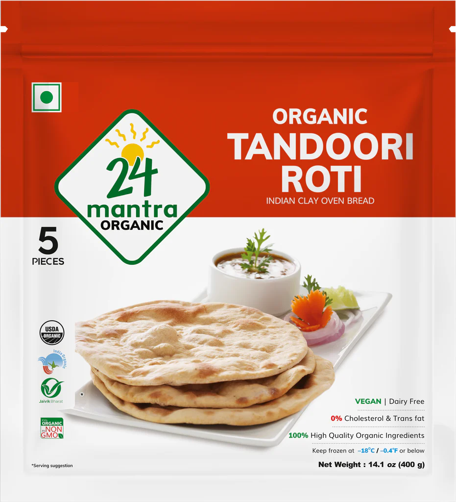 24 Mantra Organic Tandoori Roti 5 Pcs (400g 14.1Oz)