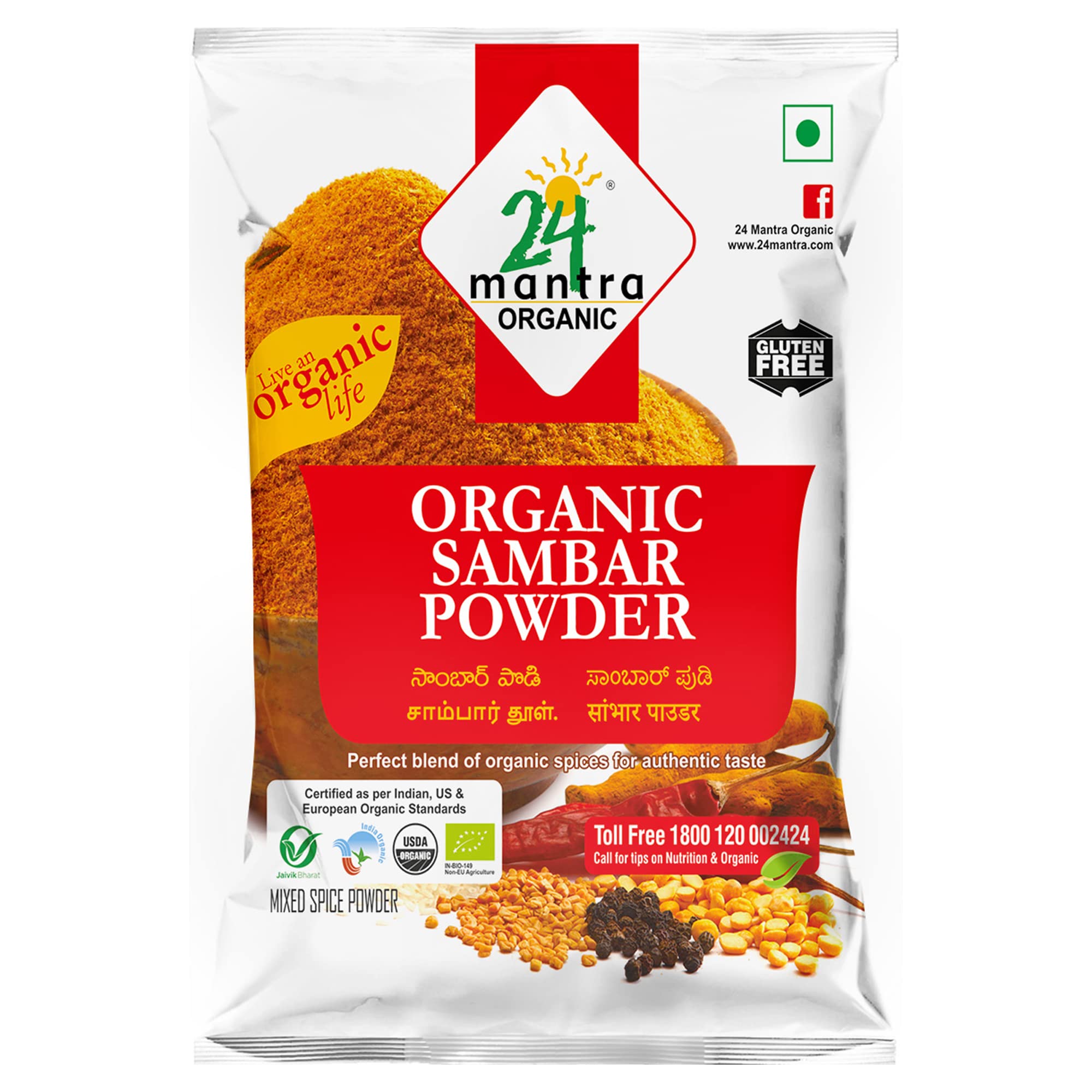 24 Mantra Organic Sambhar Powder (100g  3.5Oz)