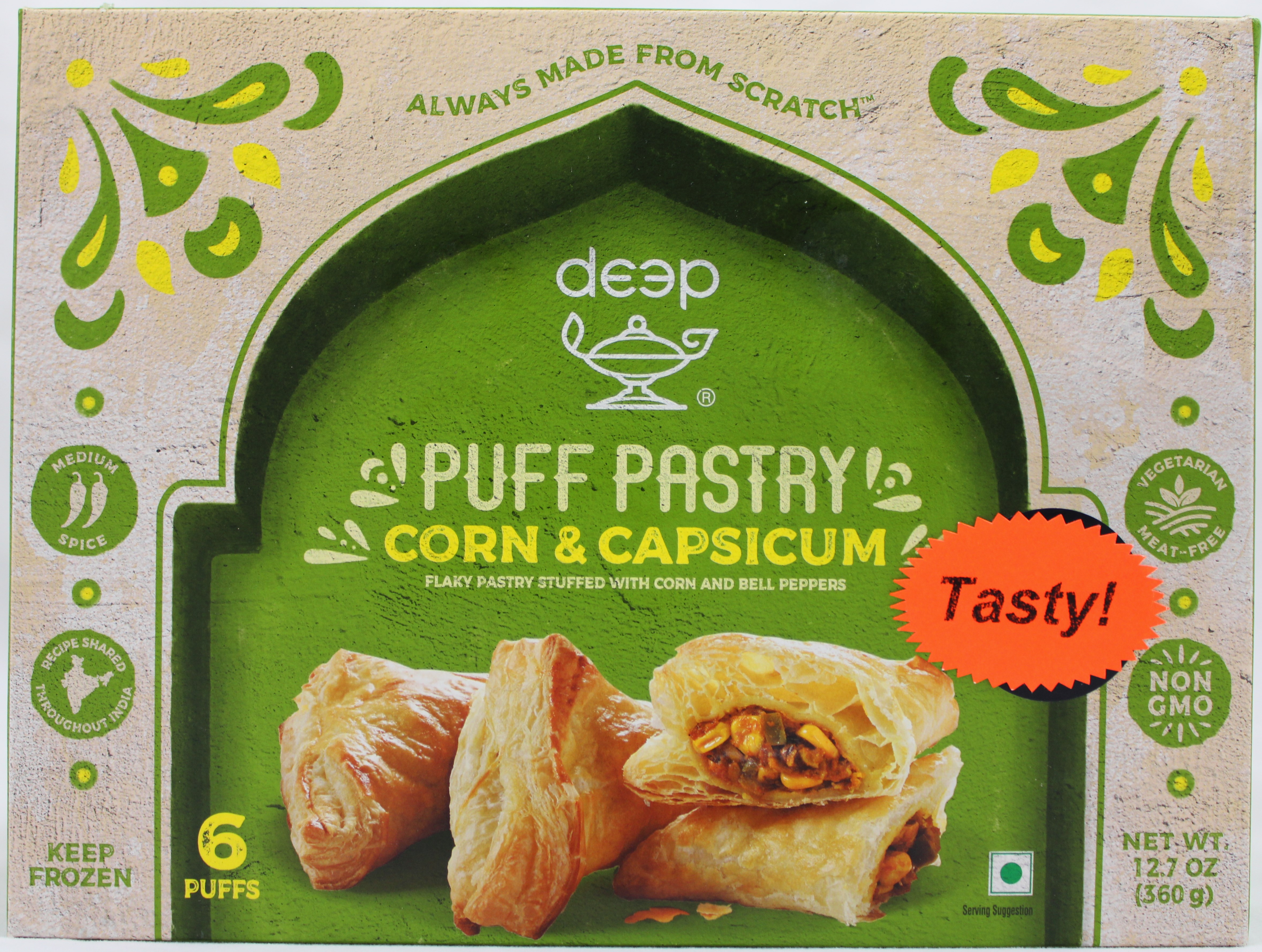 Deep Puff Pastry Corn & Capsicum  6 Pieces (360g  12.7Oz)