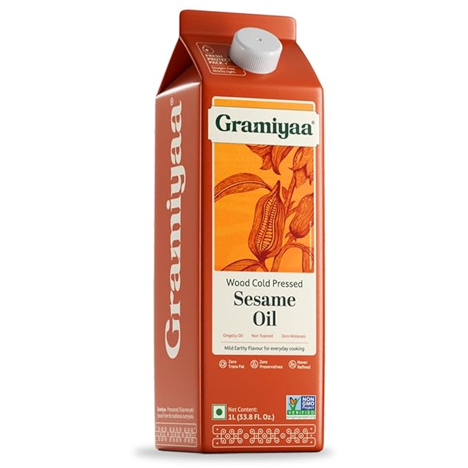 Gramiyaa Wood Cold Pressed Sesame Oil (1 Ltr  33.81Oz)