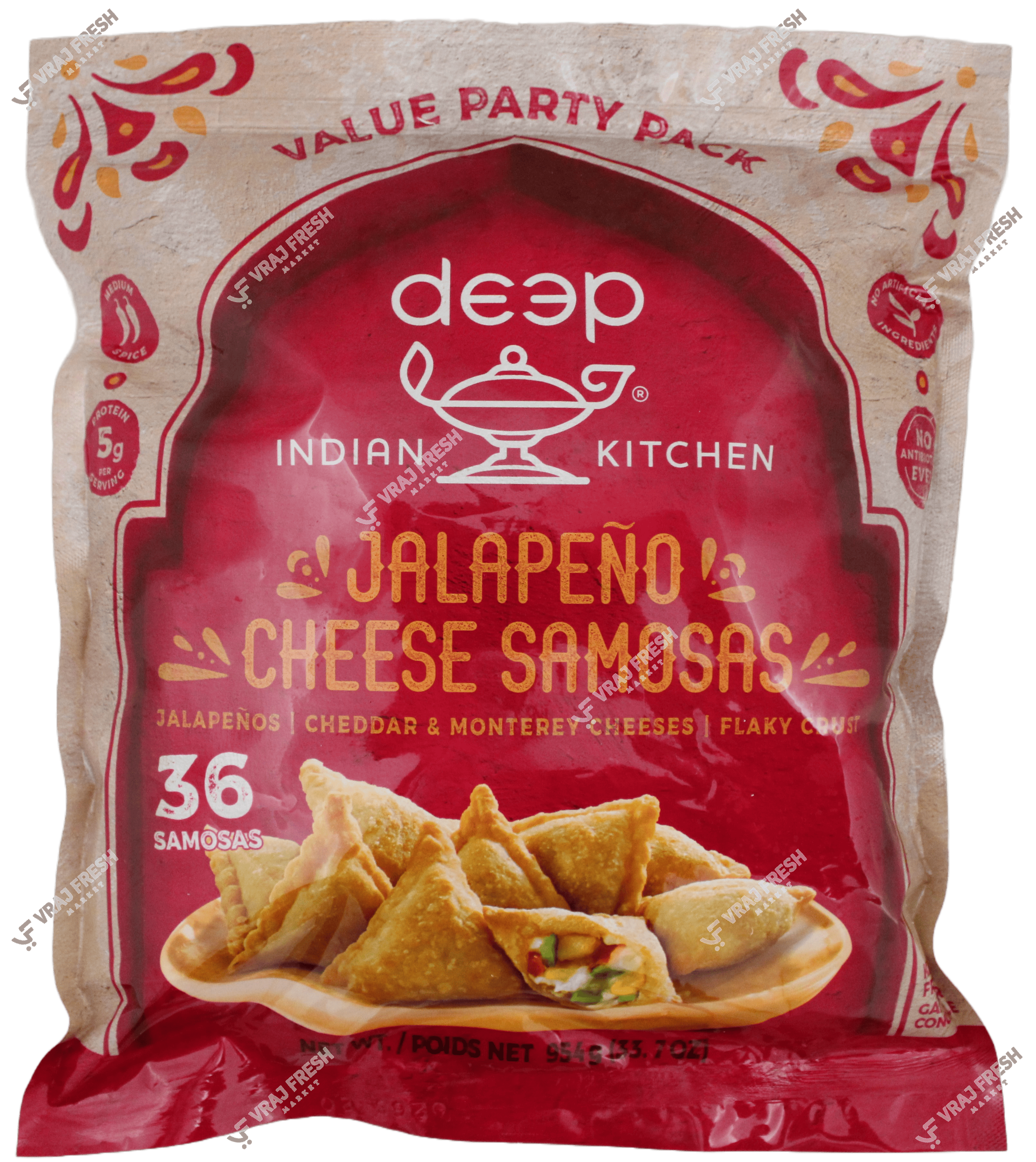 Deep Jalapeno Cheese Samosa  36 Pieces (954g  33Oz)