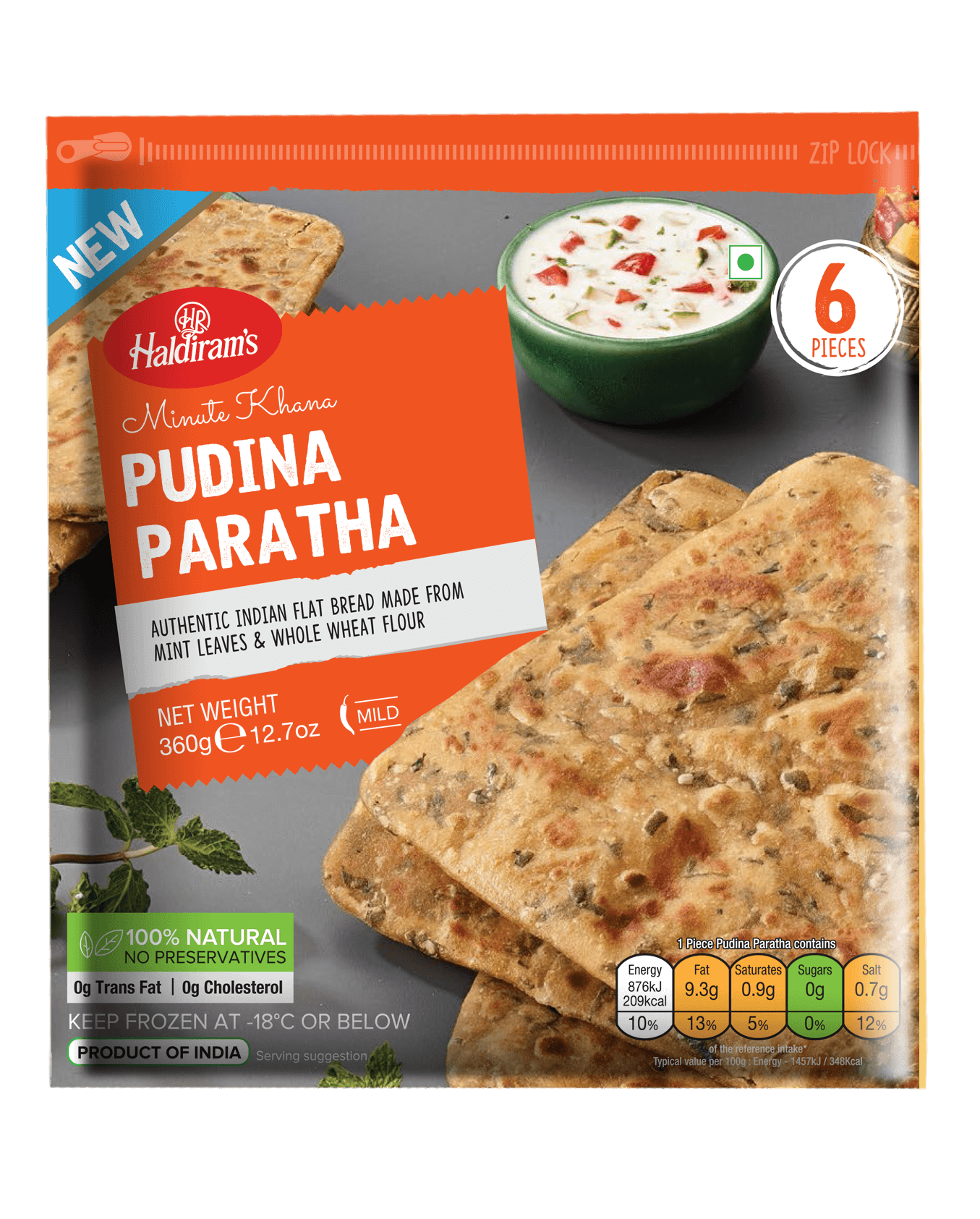 Haldirams Pudina Paratha  6 Pcs (360g  12.69Oz)