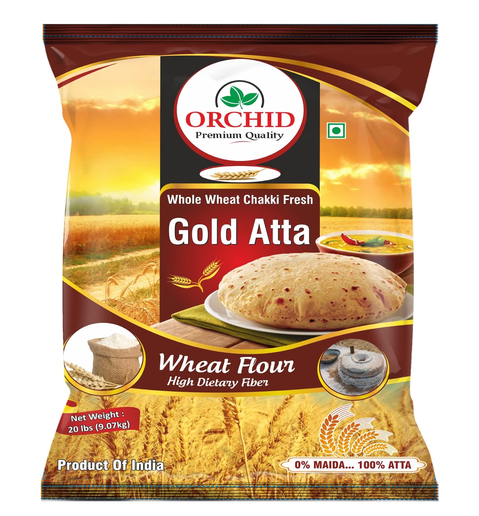 Orchid Whole Wheat Chakki Fresh Gold Atta