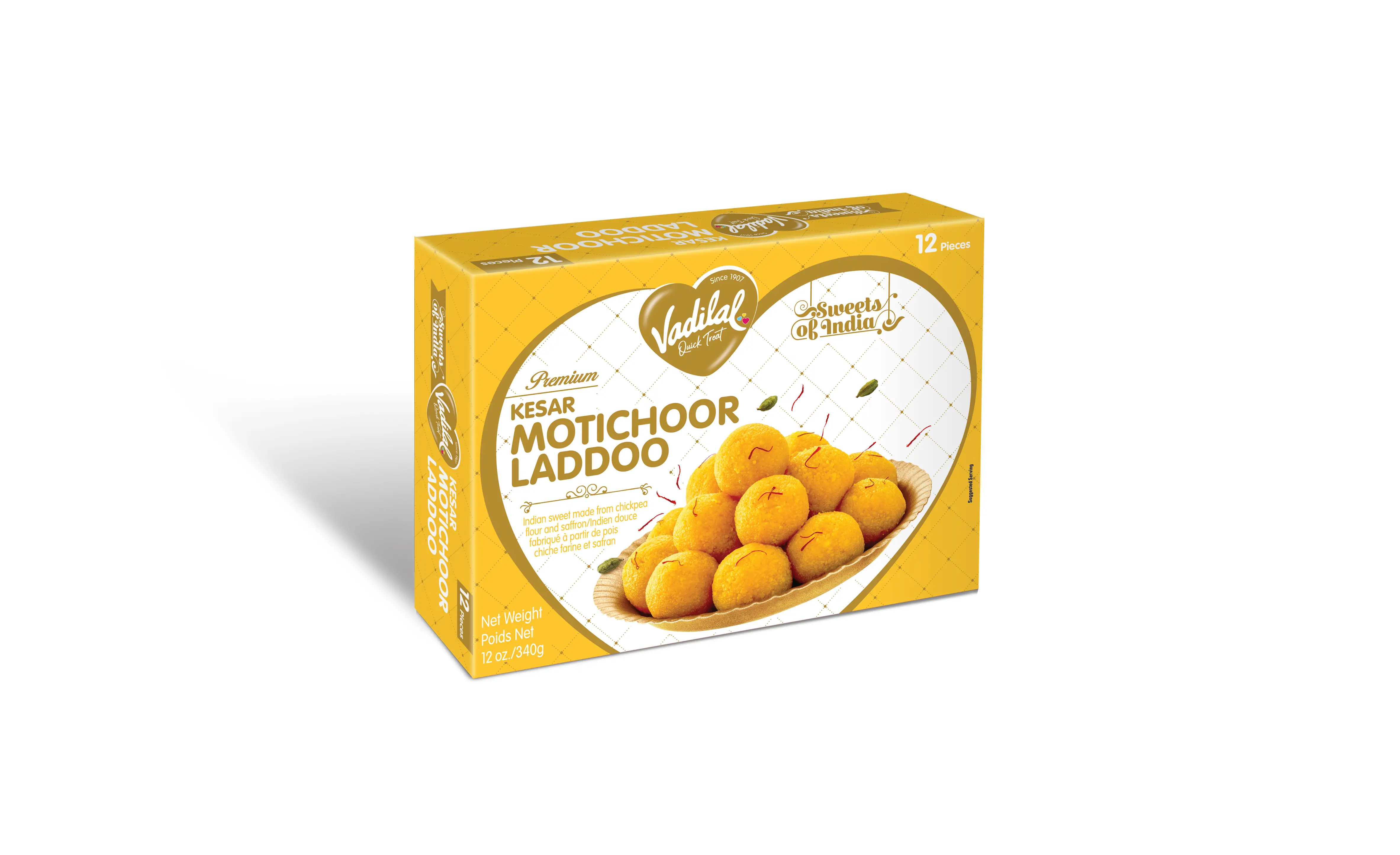 Vadilal Kesar Motichoor Laddoo  12 Pcs (360g  12Oz)