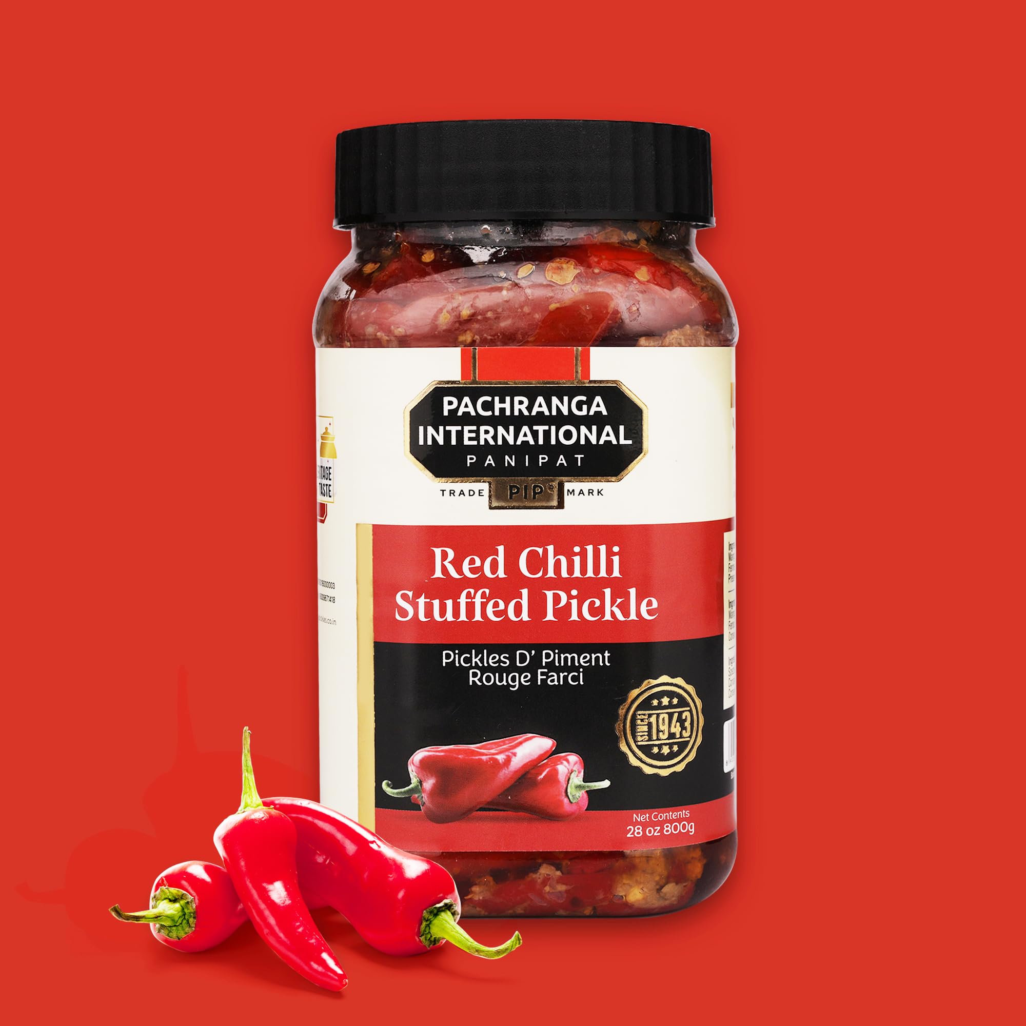 Pachranga Red Chillies Stuffed Pickle (28 OZ)