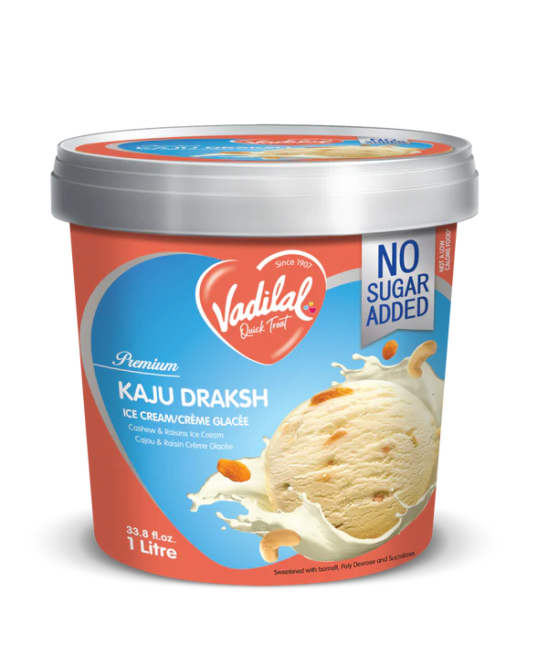 Vadilal Kaju Draksh Ice Cream (No Sugar Added) (1ltr  33.8Oz)
