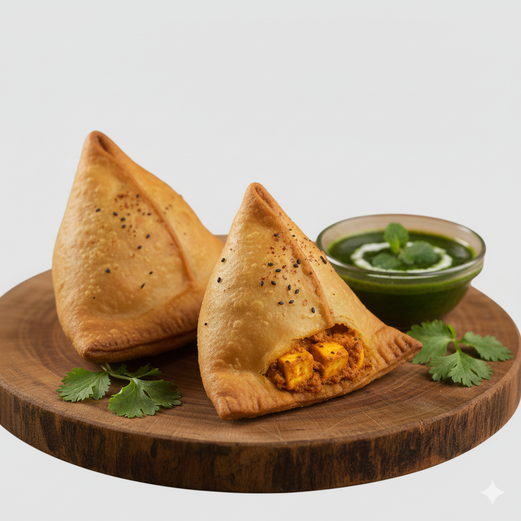 Fresh Paneer Chilli Samosa (2 Pieces)