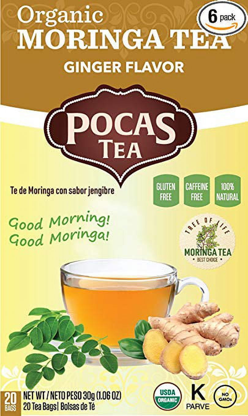 Pocas Tea Organic Moringa Tea Ginger Flavor (30g  1.06oz)