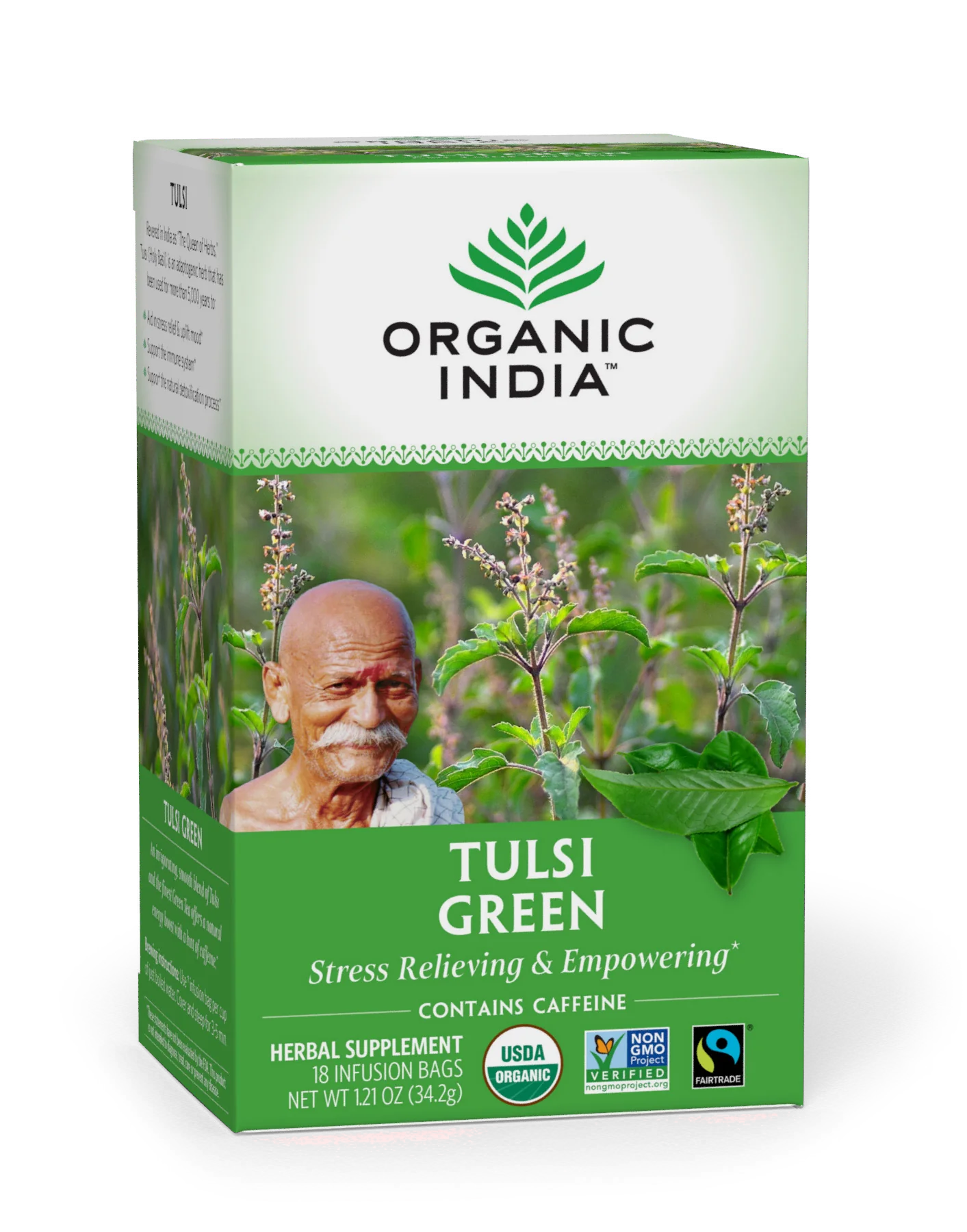 Organic India Tulsi Green  18 Bags (34.2g  1.21Oz)