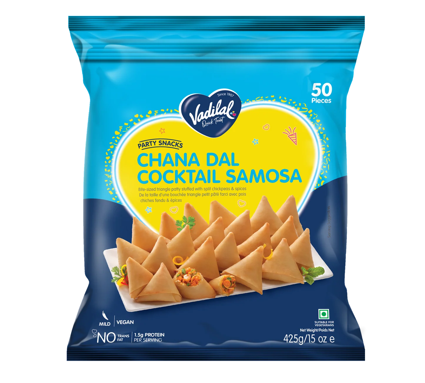 Vadilal Chana Dal Cocktail Samosa 50pcs (425g 15oz)