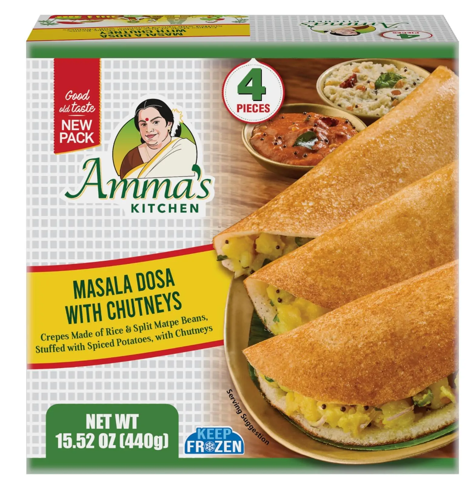 Ammas Kitchen Masala Dosa With Chutney 4pcs (440g)