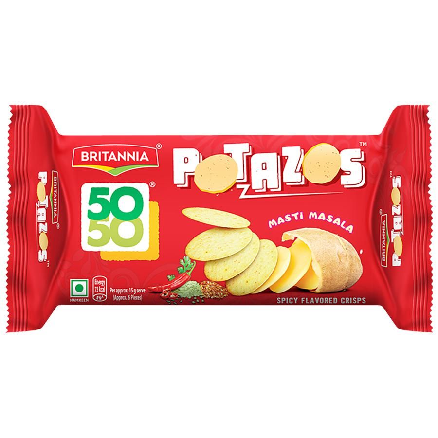 Britannia 50-50 Potazos Spicy Oven-Baked Biscuits (100g  3.52Oz)