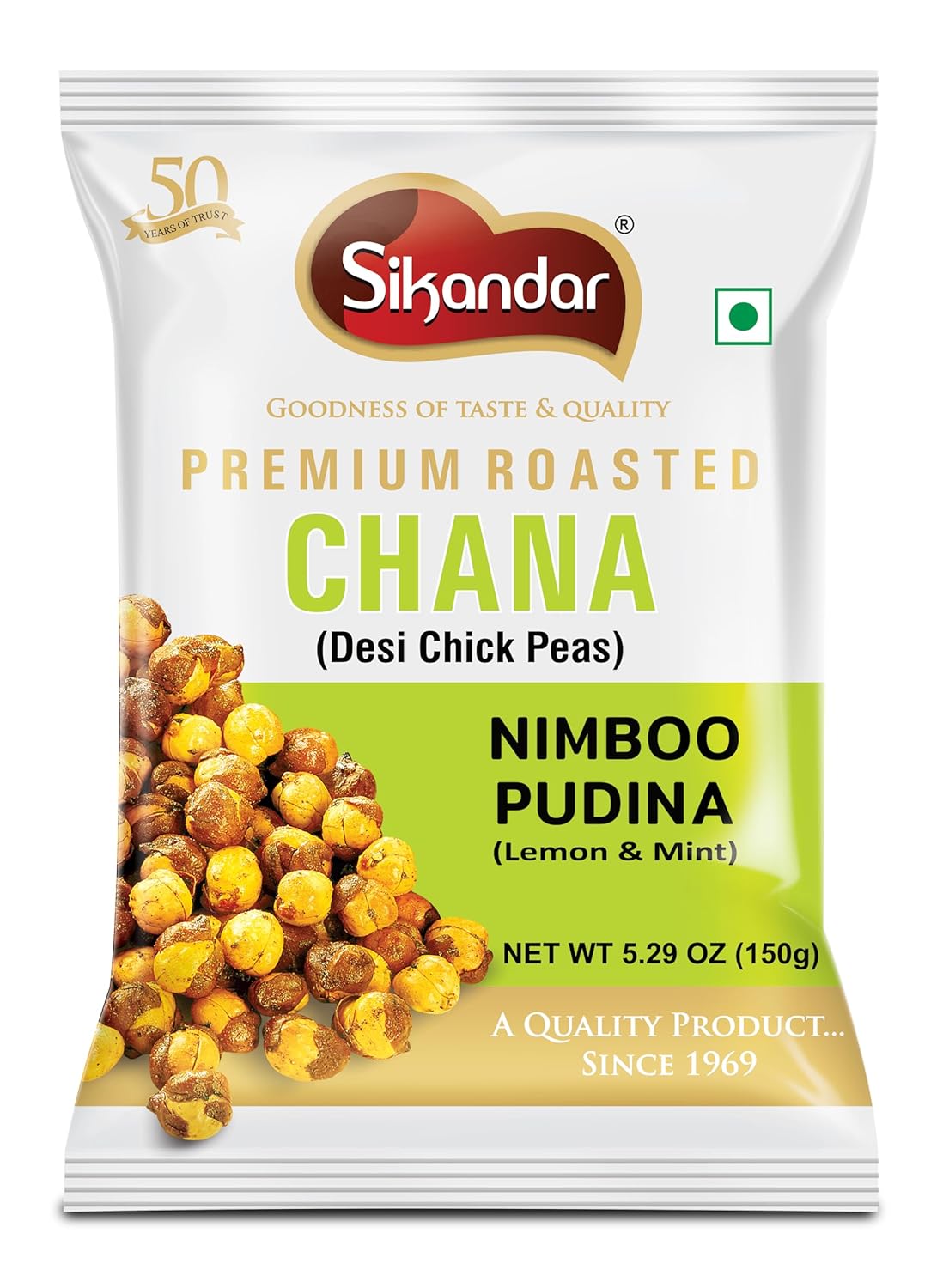 Sikandar Premium Roasted Nimboo Pudina Chana (150g 5.2oz)