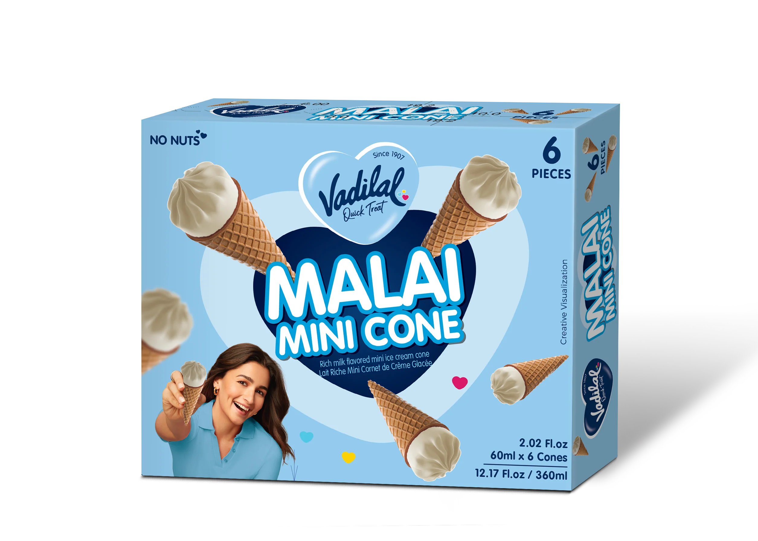 Vadilal Malai Mini Cone 6pcs (360ml 12 fl oz)