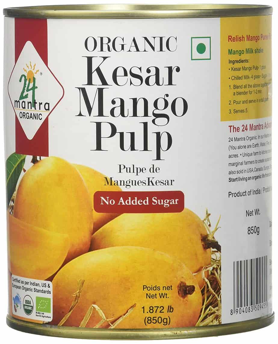 24 Mantra Organic Kesar Mango Pulp (850g  29.98Oz)