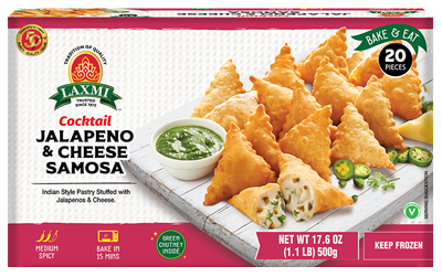 Laxmi Jalapeno and Cheese Cocktail Samosa  20 pcs (500g  17.6Oz)