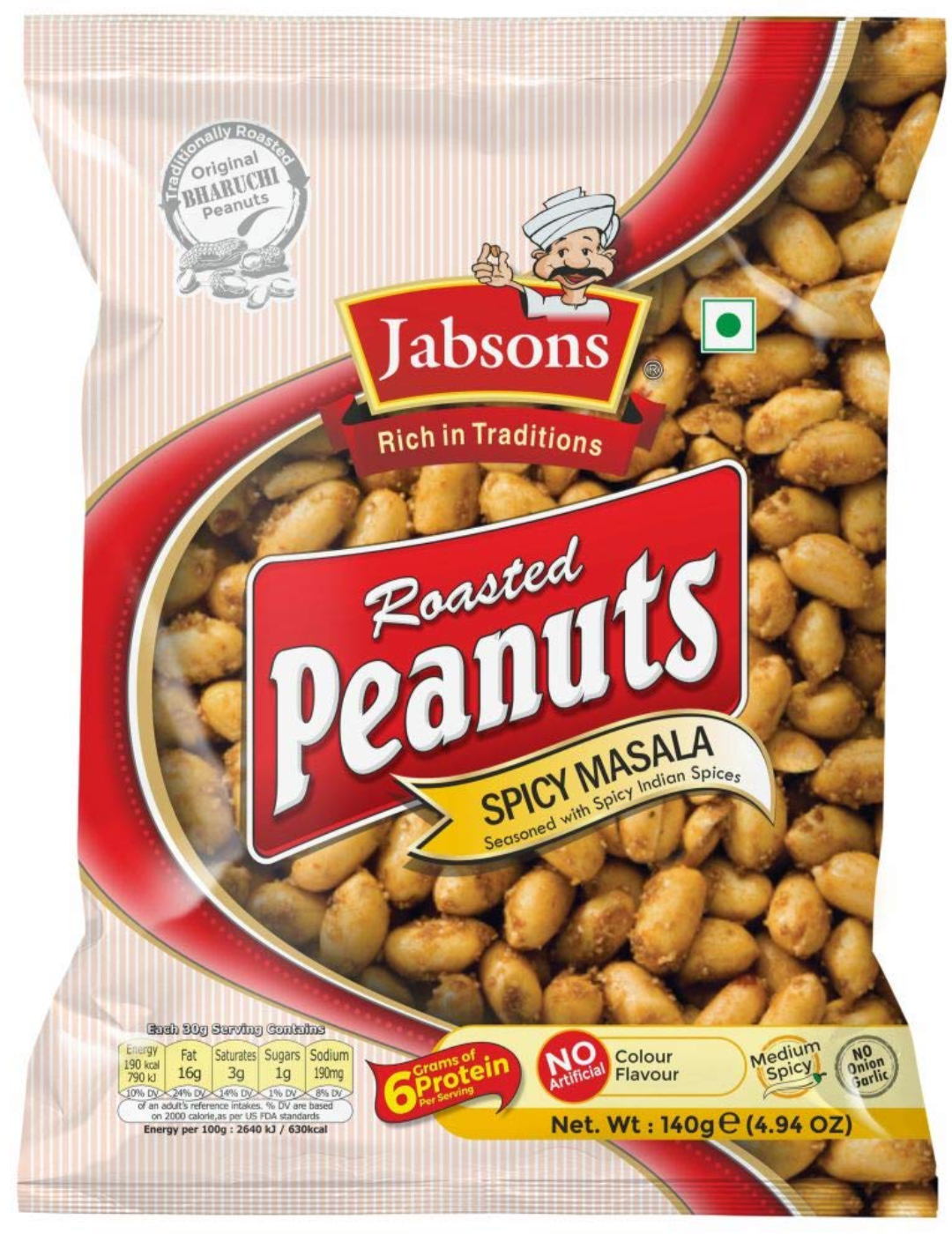 Jabsons Roasted Peanuts Spicy Masala (140g  4.94oz)