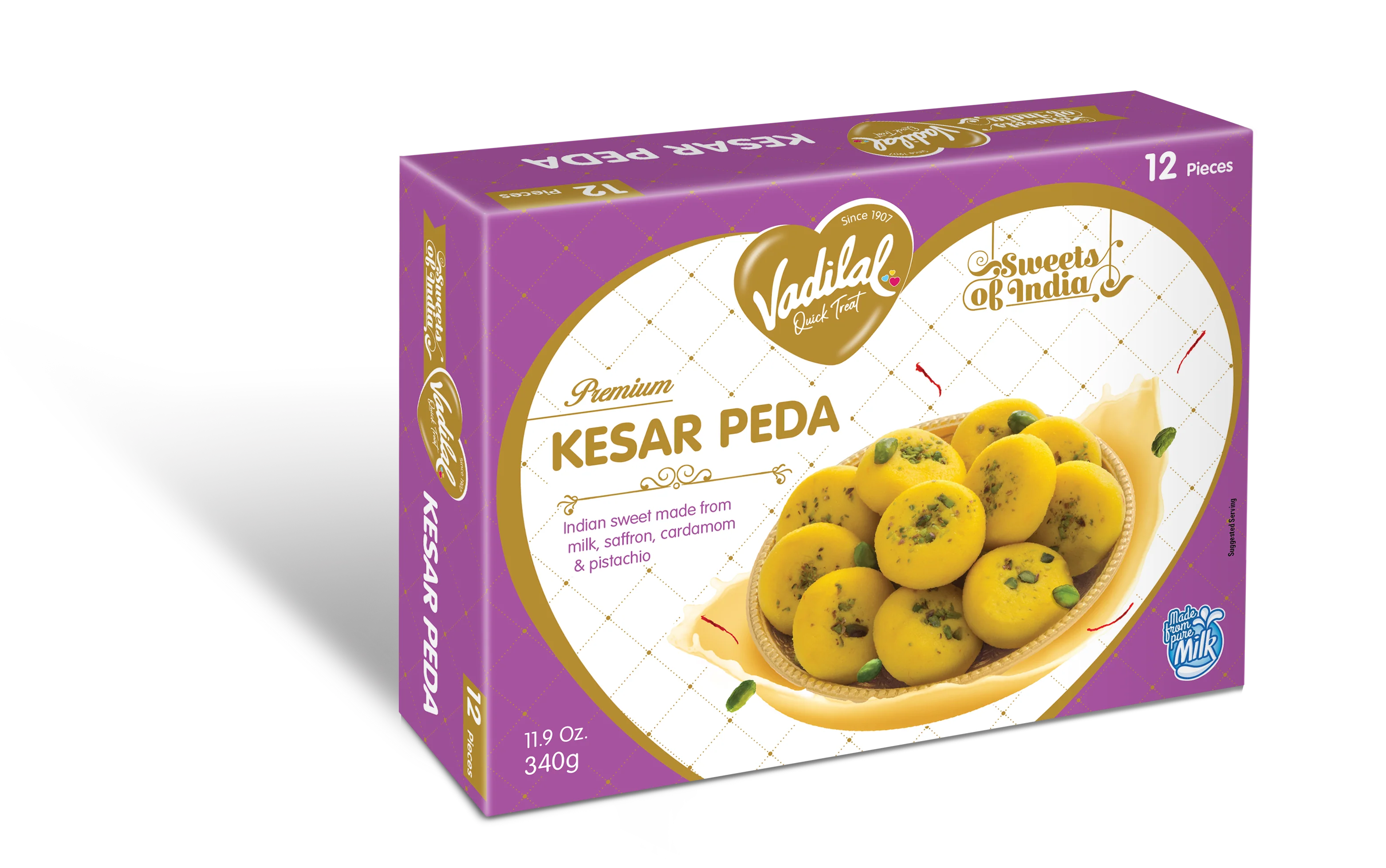 Vadilal Kesar Peda  12 Pcs (340g  11.9Oz)