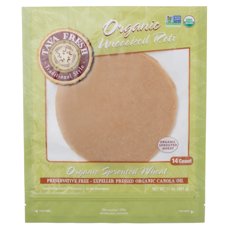 Tava Fresh Organic Uncooked Roti (Chapati) 14pcs (481g 17oz)