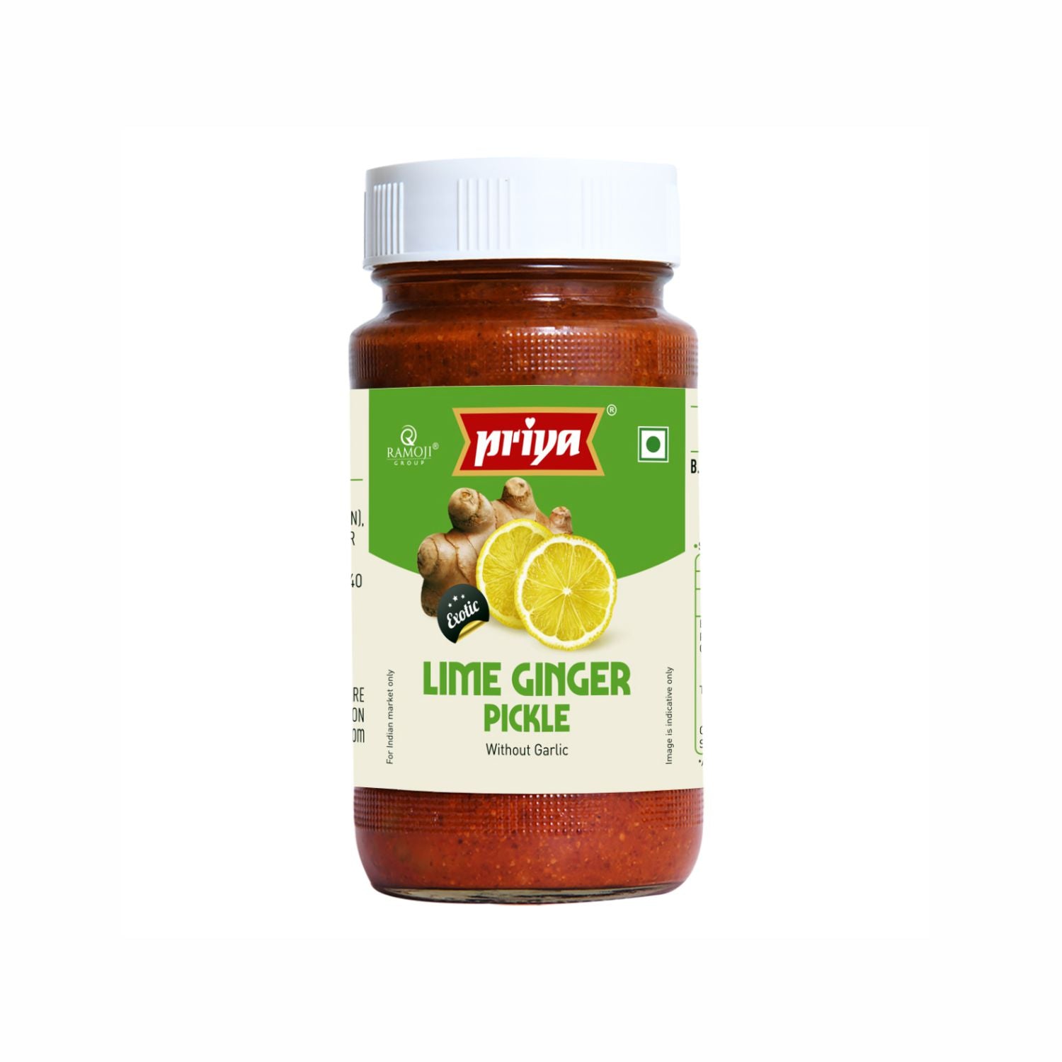 Priya Lime Ginger Without Garlic Pickle (300g 10oz)