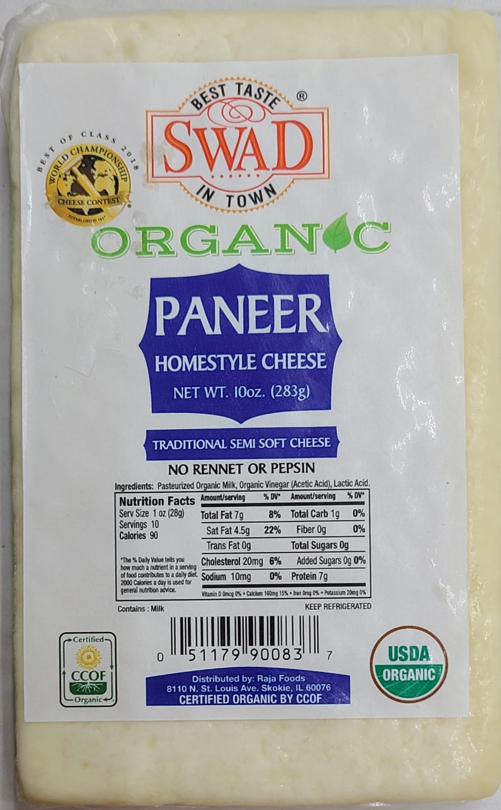 Swad Organic Paneer (283g  10Oz)