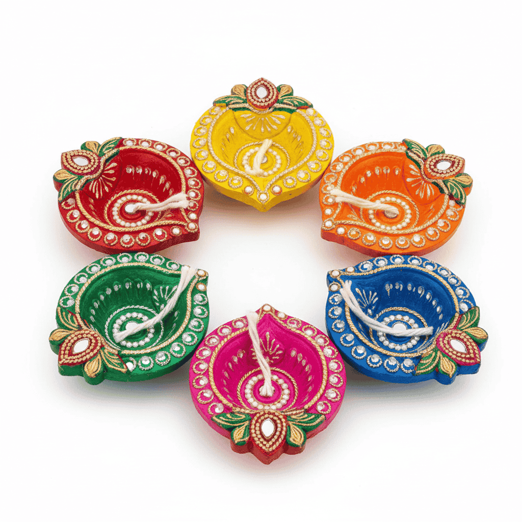 Colorful Diyas Pack of 6