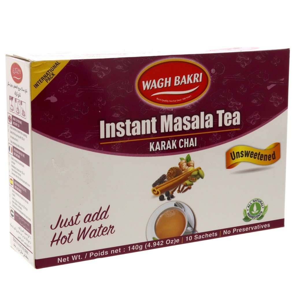 Wagh Bakri Instant Masala Tea  10 Sachets (Unsweetened) (140g  4.94Oz)
