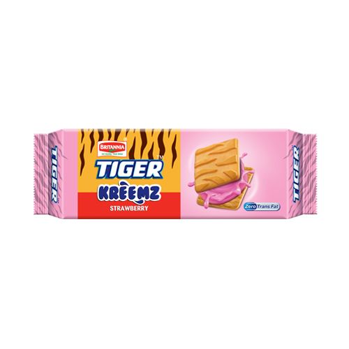 Britannia Tiger Krunch Kreemz Strawberry Cookies (75g  2.64Oz)