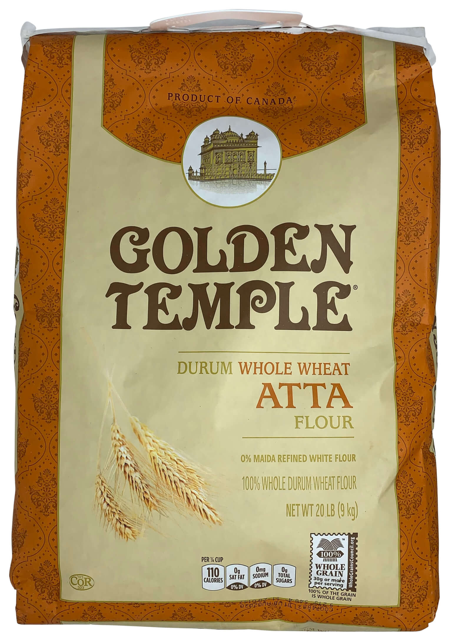 Golden Temple Durum Whole Wheat Atta (9kg  20lb)