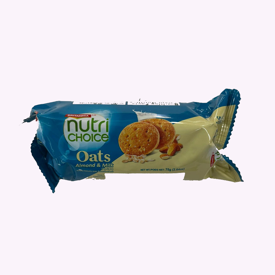 Britannia Nutri Choice Oats Almond & Milk Cookies ( 75g  2.64oz)