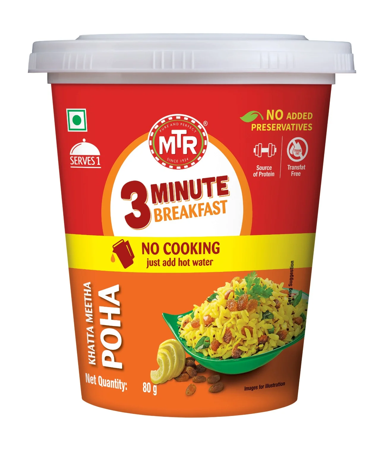 MTR Khatta Meetha Poha Cup (80g 2.8oz)