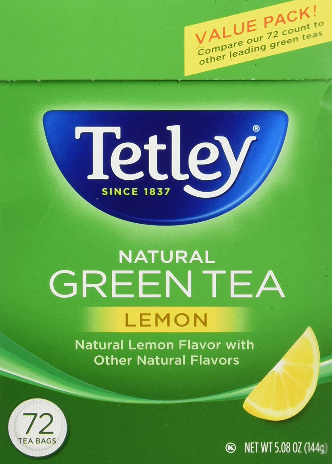 Tetley Lemon Green Tea  72 Bags (144g  5.08Oz)