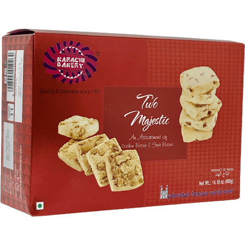 Karachi Bakery Two Majestic - Cashew Biscuits and Fruit Biscuits (400g  14.1oz)