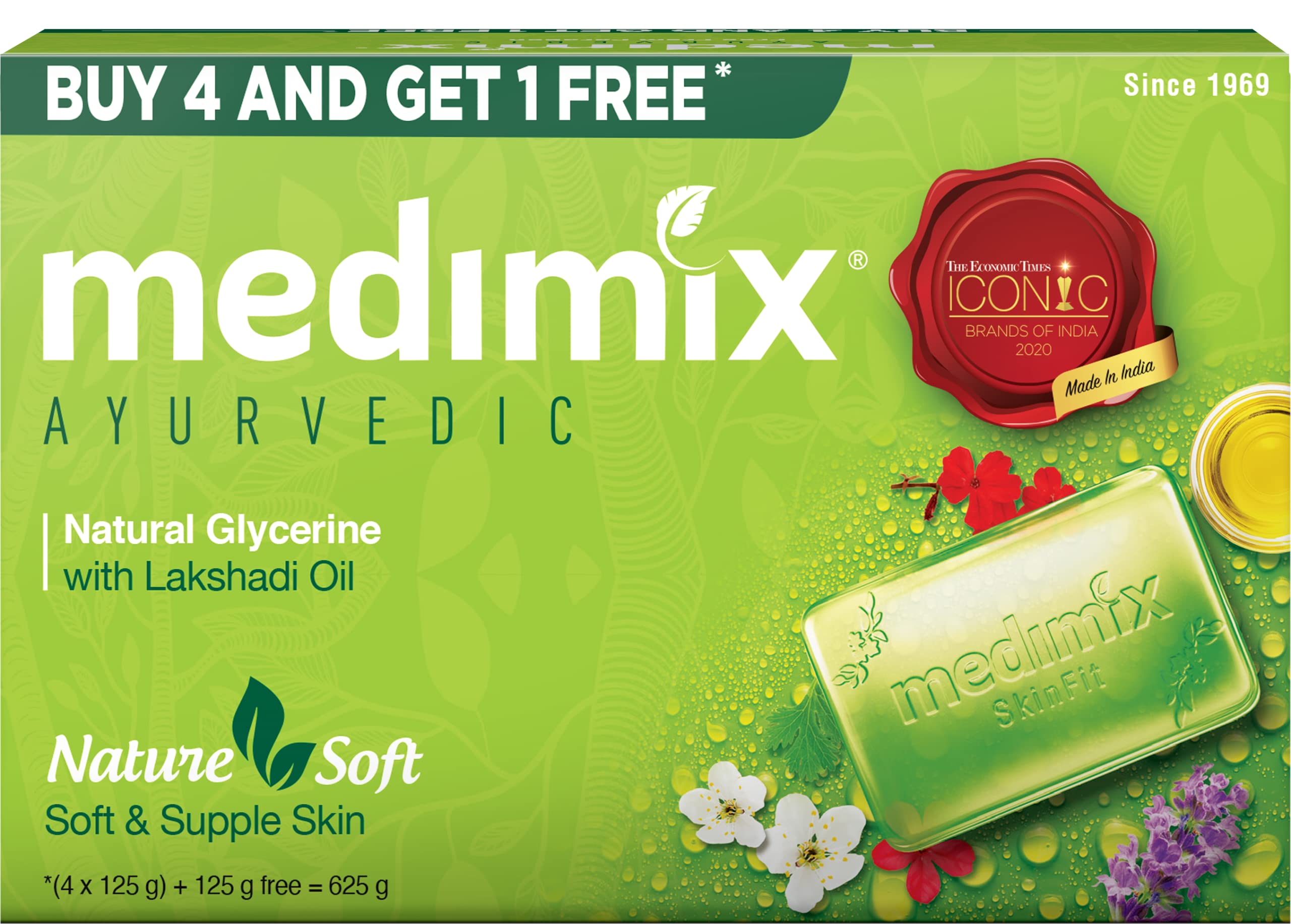 Medimix Ayurvedic Natural Glycerine with Lakshadi Oil Soap (125g)