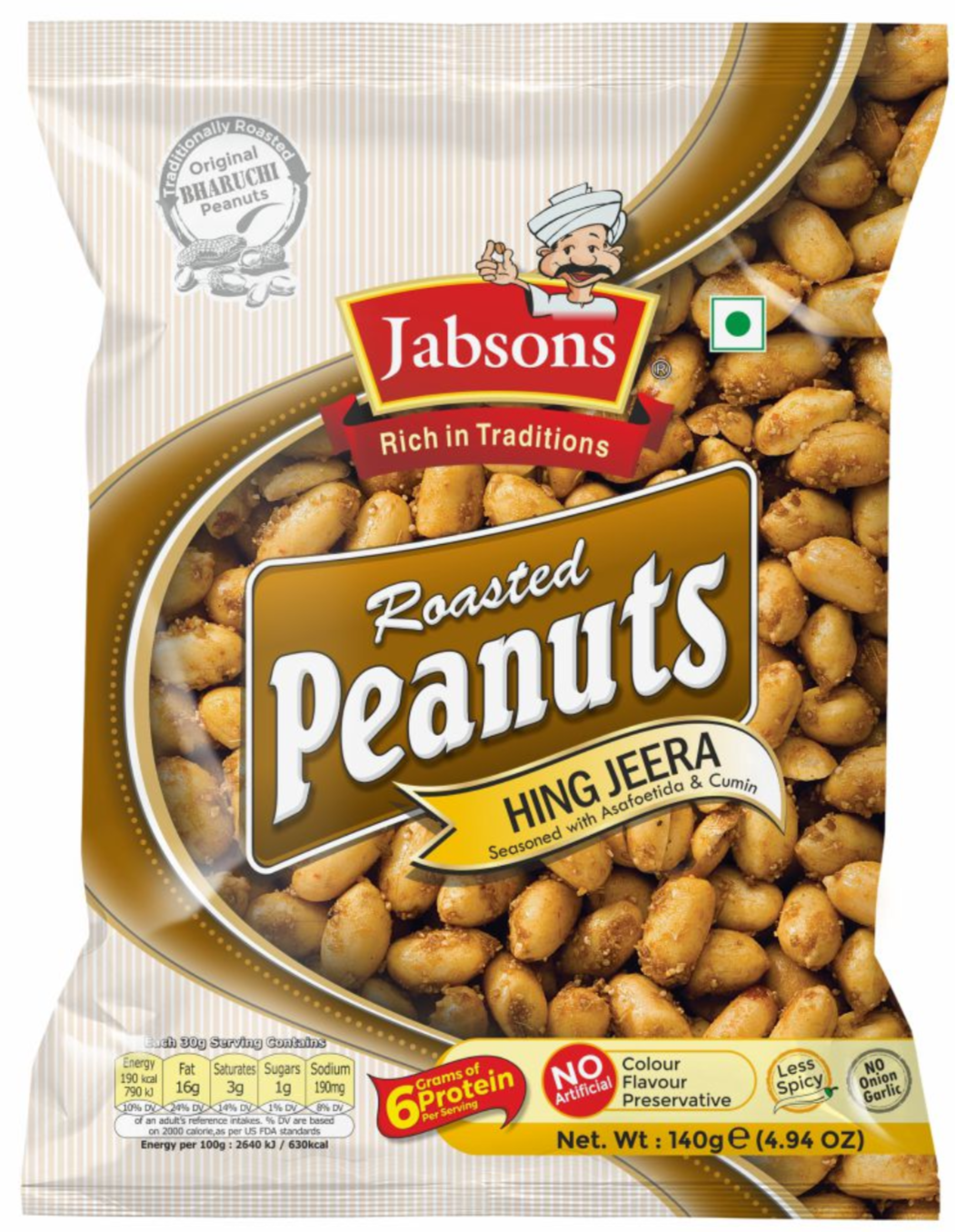 Jabsons Roasted Peanuts Hing Jeera (140g  4.94oz)